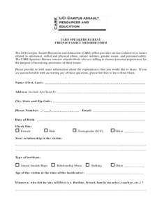 Care Speakers Bureau – Friend/Family Member Form