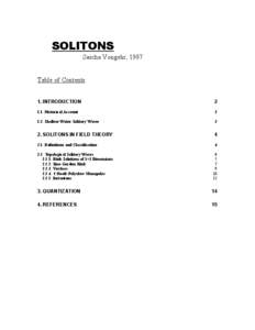 SOLITONS Sascha Vongehr, 1997 Table of Contents 1. INTRODUCTION  2