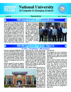 National University of Computer & Emerging Sciences Newsletter April 2014