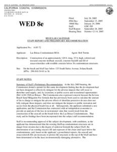 STATE OF CALIFORNIA -- THE RESOURCES AGENCY  ARNOLD SCHWARZENEGGER, Governor CALIFORNIA COASTAL COMMISSION SAN DIEGO AREA