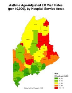 Asthma Age-Adjusted ED Visit Rates (per 10,000), by Hospital Service Areas Caribou Fort Kent