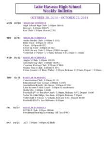 Lake Havasu High School Weekly Bulletin OCTOBER 20, 2014 – OCTOBER 25, 2014 MON[removed]