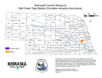 Estimated Current Range of Salt Creek Tiger Beetle (Cicindela nevadica lincolniana) 0 Boyd