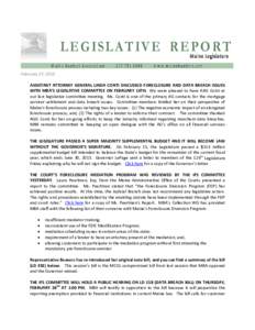 February 27, 2013 ASSISTANT ATTORNEY GENERAL LINDA CONTI DISCUSSED FORECLOSURE AND DATA BREACH ISSUES WITH MBA’S LEGISLATIVE COMMITTEE ON FEBRUARY 14TH. We were pleased to have AAG Conti at our last legislative committ