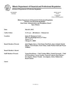 Illinois Department of Financial and Professional Regulation Division of Department of Profession Regulation PAT QUINN Governor  BRENT E. ADAMS