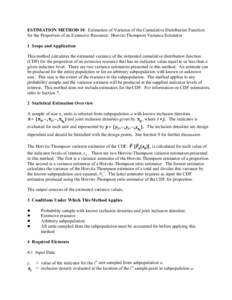 ESTIMATION METHOD 10: Estimation of Variance of the Cumulative Distribution Function for the Proportion of an Extensive Resource; Horvitz-Thompson Variance Estimator 1 Scope and Application This method calculates the est