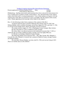 Southern Campaign American Revolution Pension Statements Pension application of William Hadden W7697 Mary fn76Ga. Transcribed by Will Graves[removed]