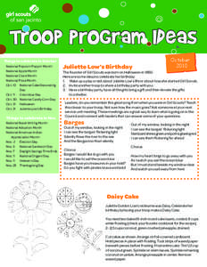 TrOop ProGram IDeas Things to celebrate in October National Popcorn Poppin’ Month National Apple Month National Clock Month National Pizza Month