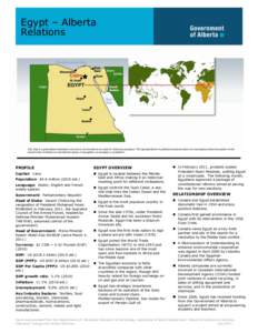 Egypt – Alberta Relations This map is a generalized illustration only and is not intended to be used for reference purposes. The representation of political boundaries does not necessarily reflect the position of the G