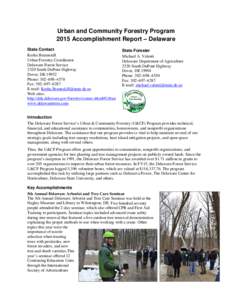 Urban and Community Forestry Program 2015 Accomplishment Report Delaware