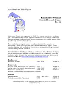 Archives of Michigan  Kalamazoo County County Research Guide: No. 39