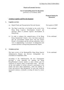 LC Paper No. CB[removed]Panel on Economic Services List of outstanding items for discussion (position as at 18 January[removed]Proposed timing for discussion