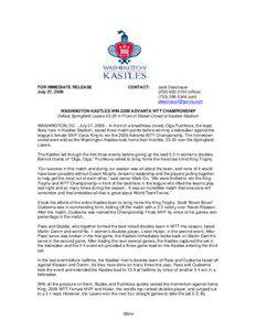 FOR IMMEDIATE RELEASE July 27, 2009