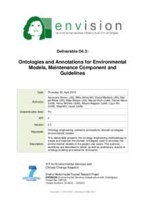 Deliverable D4.3:  Ontologies and Annotations for Environmental Models, Maintenance Component and Guidelines