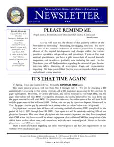NEVADA STATE BOARD OF MEDICAL EXAMINERS  NEWSLETTER VOLUME 38