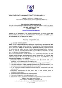 ASSOCIAZIONE ITALIANA DI DIRITTO COMPARATO COMITATO NAZIONALE ITALIANO DELLA ASSOCIATION INTERNATIONALE DES SCIENCES JURIDIQUES XXIII BI-ANNUAL COLLOQUIUM OF THE ITALIAN ASSOCIATION OF COMPARATIVE LAW (AIDC) PALERMO - JU