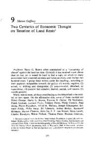 9  Mason Gaffney Two Centuries of Economic Thought on Taxation of Land Rents1