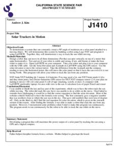 CALIFORNIA STATE SCIENCE FAIR 2014 PROJECT SUMMARY Name(s)  Andrew J. Kim