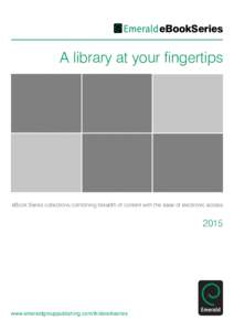 eBookSeries  A library at your fingertips eBook Series collections combining breadth of content with the ease of electronic access