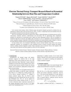 Proceedings of ITC/ISHW2007  Electron Thermal Energy Transport Research Based on Dynamical Relationship between Heat Flux and Temperature Gradient Takashi NOTAKE1), Shigeru INAGAKI2), Naoki TAMURA3), Shin KUBO3), Takashi