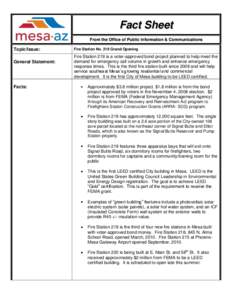 Fact Sheet From the Office of Public Information & Communications Topic/Issue: General Statement:
