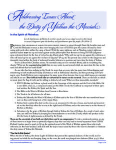 Addressing Issues About      the Deity of Yeshua the Messiah In the Spirit of Phinehas  P