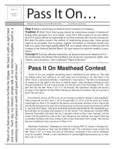 Pass It On…  A P RI L 2012 V O LU M E 37 ISSUE 4