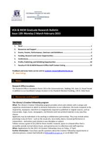 VCA & MCM Graduate Research Bulletin Issue 139: Monday 2 March February 2015 Contents 1.