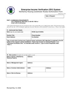Microsoft Word - Updated EIV MF Coordinator Access Authorization Form FINALdoc