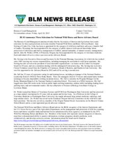 Bureau of Land Management For immediate release: Friday, April 10, 2015 Contact: Tom Gorey)