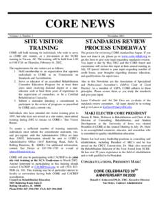 CORE NEWS Volume 13, Number 1 SITE VISITOR TRAINING