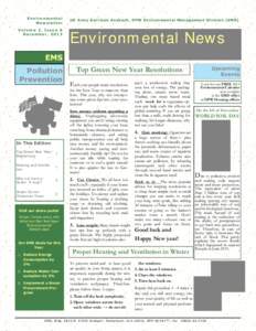 Environmental Newsletter Volume 2, Issue 6 December, 2013  US Army Garrison Ansbach, DPW Environmental Management Division (EMD)