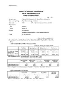 Equity securities / Stock market / Financial ratios / Business / Generally Accepted Accounting Principles / Maruha Nichiro / Japanese yen / Dividend / Earnings per share / Finance / Financial economics / Corporate finance