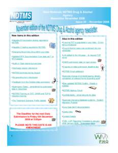 West Midlands NDTMS Drug & Alcohol Agency Newsletter November 2008 Issue 20 – NovemberNew items in this edition