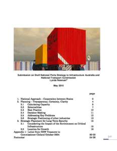i  Submission on Draft National Ports Strategy to Infrastructure Australia and National Transport Commission Lynda Newnam ii May 2010