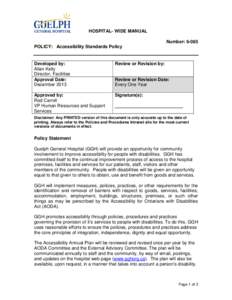 HOSPITAL- WIDE MANUAL Number: 6-085 POLICY: Accessibility Standards Policy