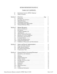 HUMAN RESOURCE MANUAL TABLE OF CONTENTS iii vi  Section 1: