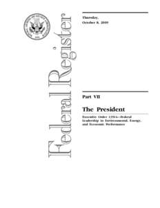 Executive Order 13514: Federal Leadership in Environmental, Energy, and Economic Performance