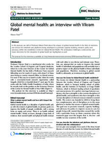 Mental health / Global Mental Health / Mental disorder / Public health / National Institute of Mental Health / Community mental health service / Global health / London School of Hygiene & Tropical Medicine / Shoba Raja / Psychiatry / Health / Medicine