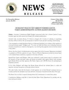 NEWS R E L E A S E For Immediate Release January 28, 2015