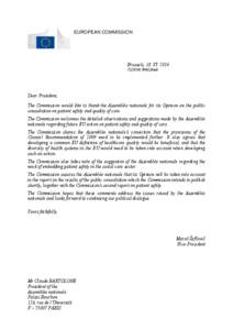 EUROPEAN COMMISSION  Brussels, 18 VI 2014 C[removed]final  Dear President,