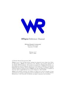 WRspice Reference Manual Whiteley Research Incorporated 456 Flora Vista Avenue Sunnyvale, CA[removed]Release 4.1.7