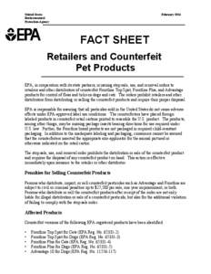 U.S. EPA - Fact Sheet - Retailers and Counterfeit Pet Products