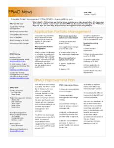 EPMO News  June, 2008 Volume 1, Issue 2  Enterprise Project Management Office (EPMO) – [removed]
