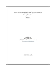 REGISTER OF DESCENDING AND ASCENDING BOATS Passing Outlet Lock May 1875 Compiled by William Bauman