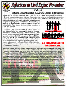 Reflections in Civil Rights: November Douglas F. Gansler, Maryland Attorney General  T