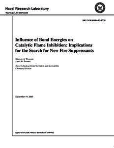 Naval Research Laboratory Washington, DC[removed]NRL/MR[removed]Influence of Bond Energies on