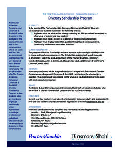 THE PROCTER & GAMBLE COMPANY • DINSMORE & SHOHL LLP  Diversity Scholarship Program The Procter & Gamble Company and