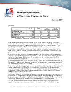 Mining Equipment (MIN) A Top Export Prospect for Chile September 2014 Overview 2012