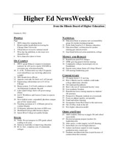 Higher Ed NewsWeekly from the Illinois Board of Higher Education October 6, 2011 PEOPLE